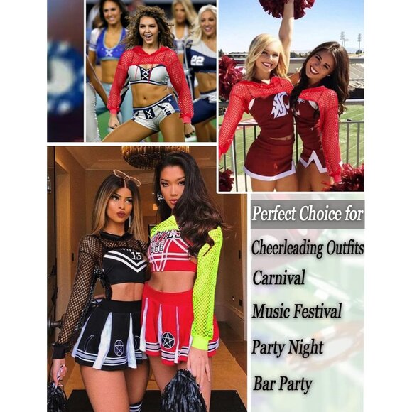 🆕Women’s Red Polyester Mesh Hoodie Crop Top Long Sleeve Fishnet Shirt - Picture 3 of 6